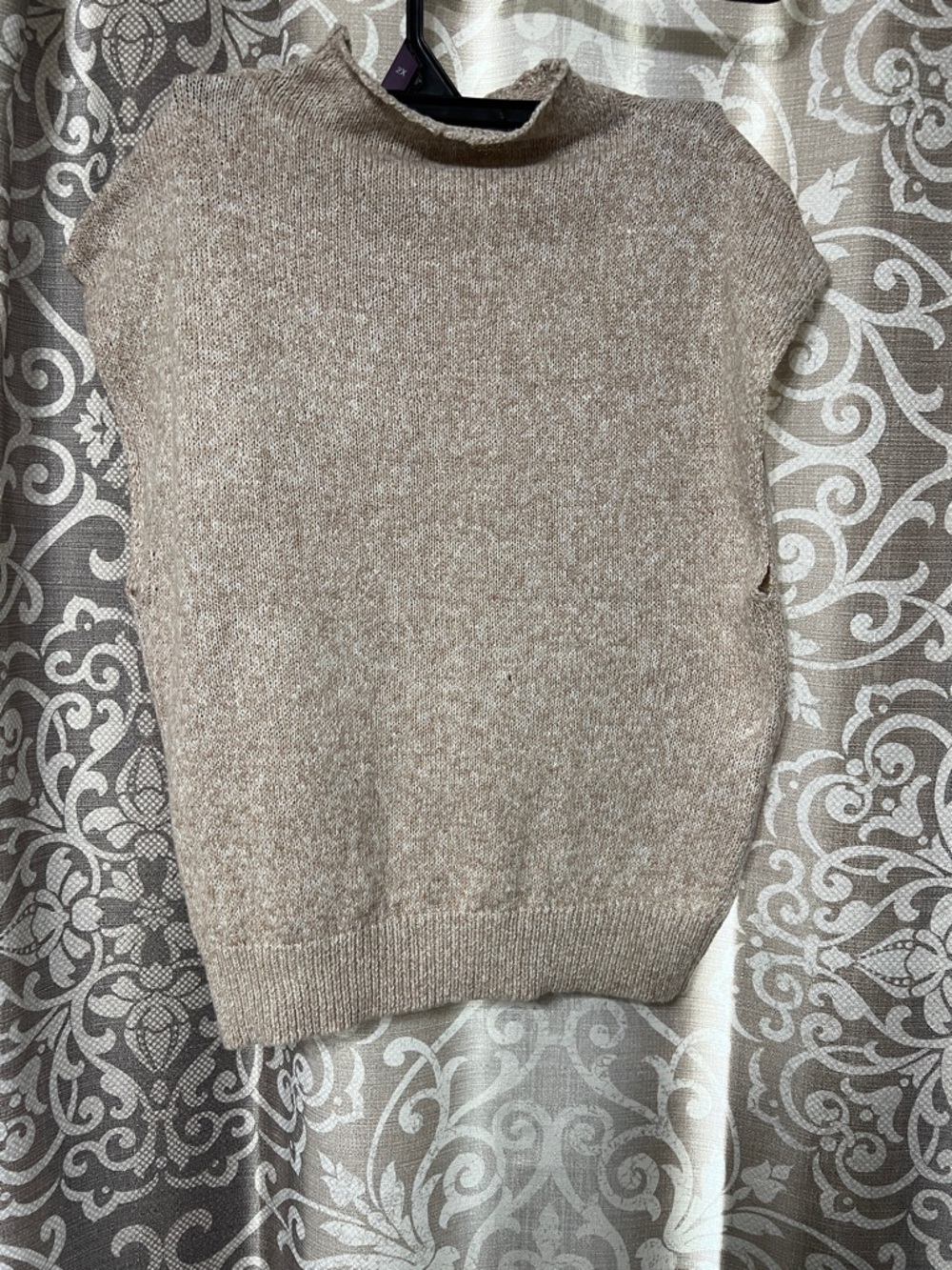 Beige Knit Cap-Sleeve Sweater Top - Women